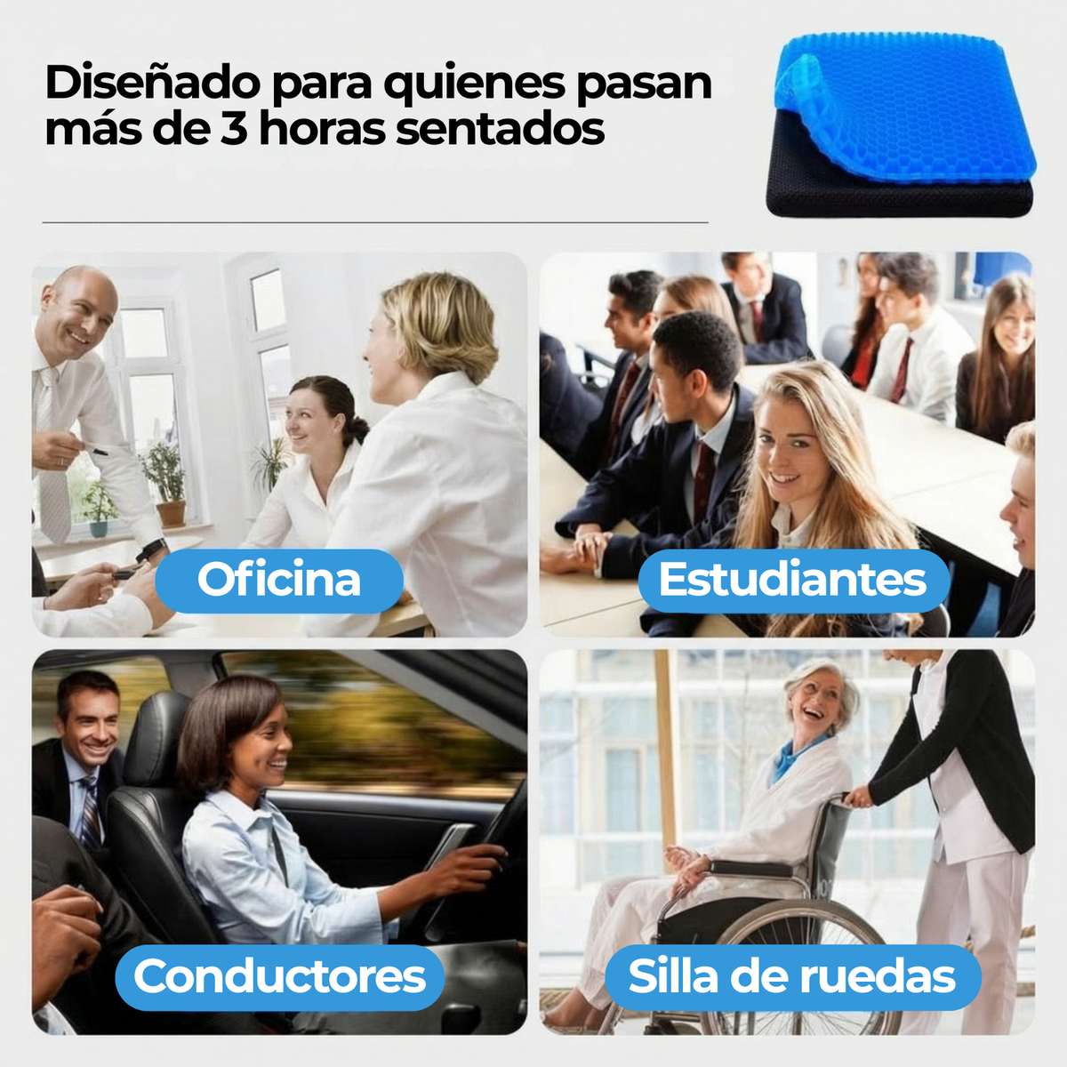 NubeGel™ - Más comodidad cada día, sin cambiar tu silla.